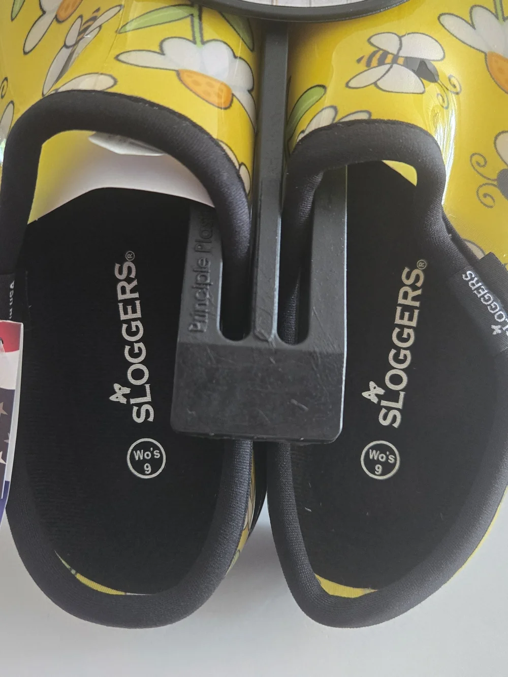 Sloggers Women's Rain & Garden Shoes Slip-On Yellow  Bumble B Print Sz 9 NWT